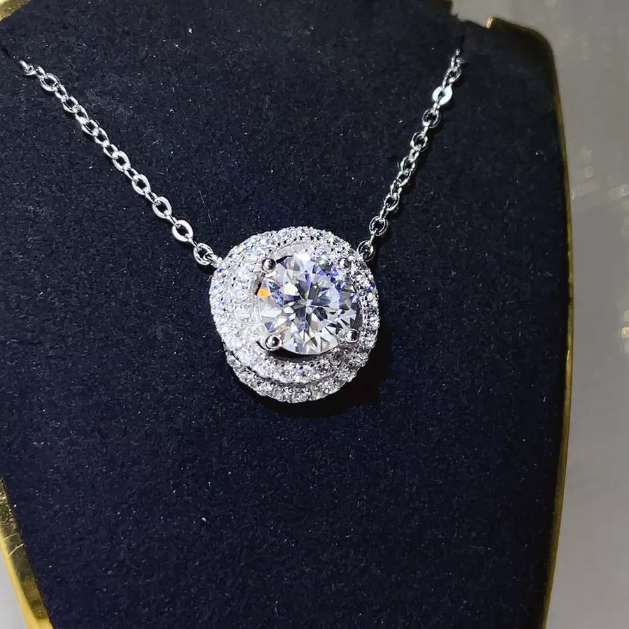 2 Carat 925 Sterling Silver Moissanite Pendant Necklace in this colorway