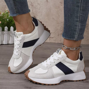 Beige with Round Toe Flats Sneakers