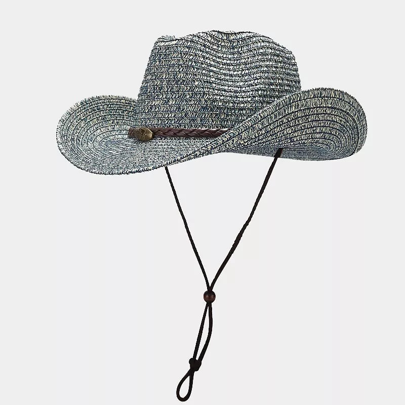 hat in denim blue featuring woven and cowboy hat fit