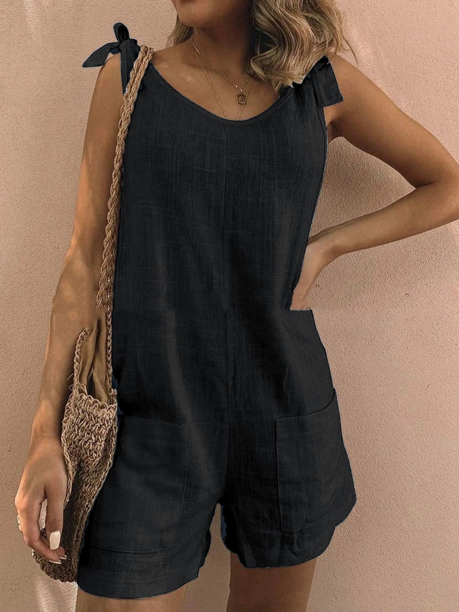 romper in off-white with adjustable straps and mini