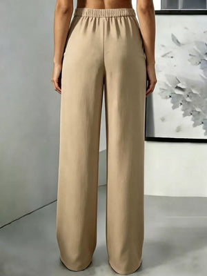 Button-down Pleated Pants in Sky Blue with high-waisted