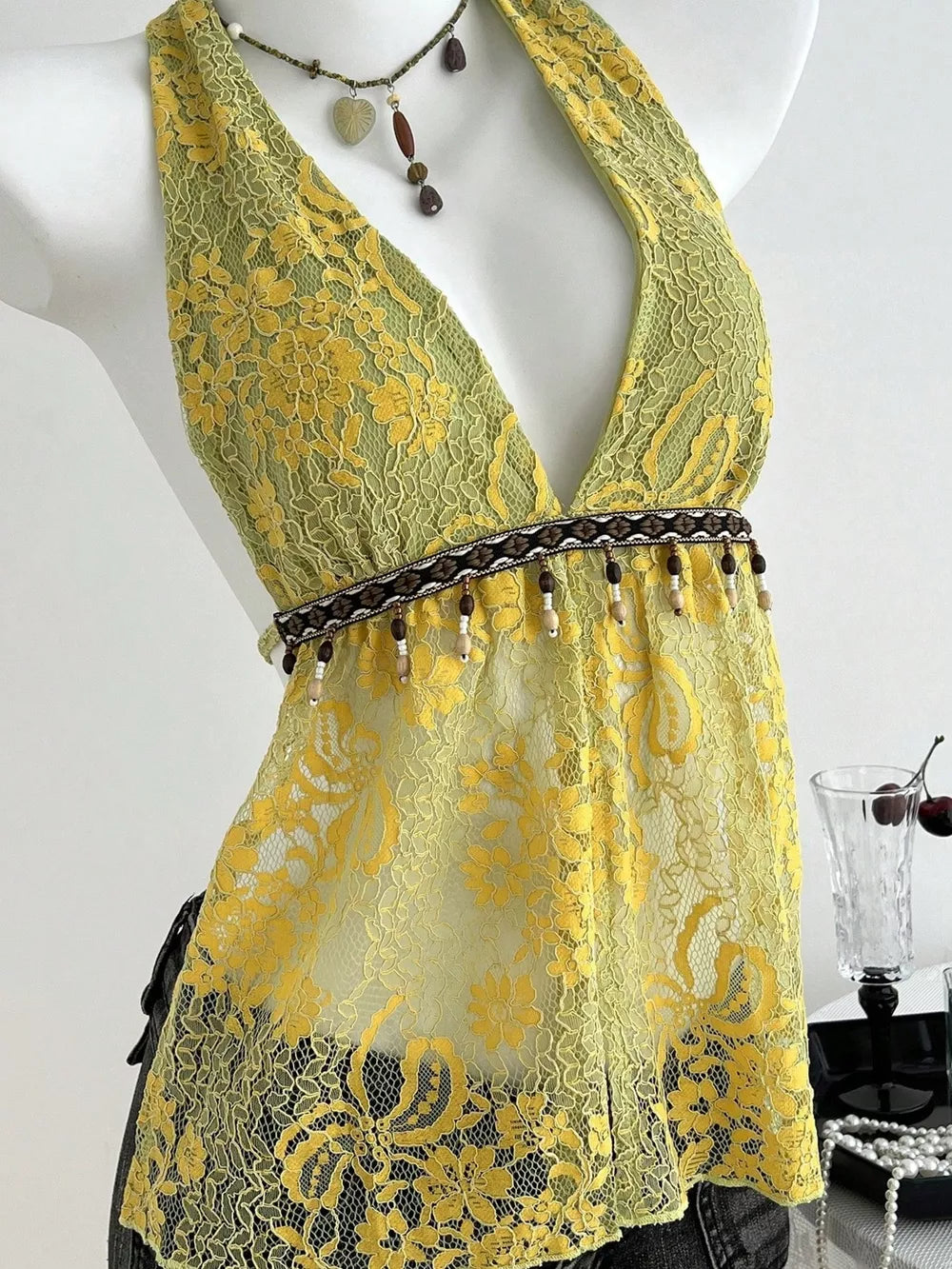 Lace Halter Neck Cami in this colorway