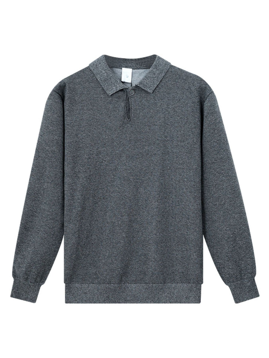 Flower Apricot Color pullover sweater with hip-length and half-button