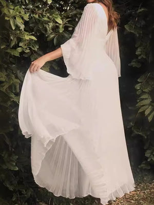 Yellow maxi dress featuring pleated and pleated