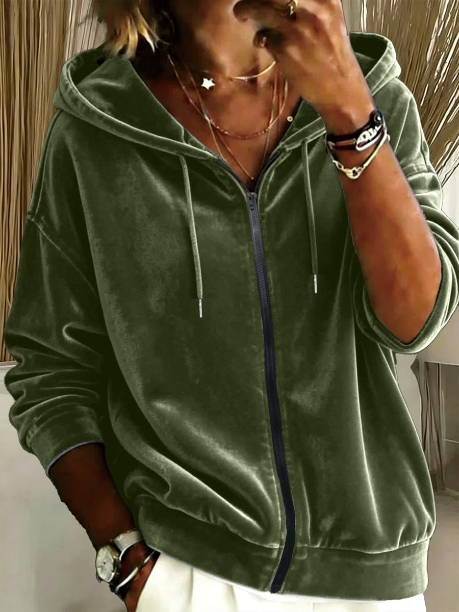 athleisure zip hoodie in Blue-gray with hooded