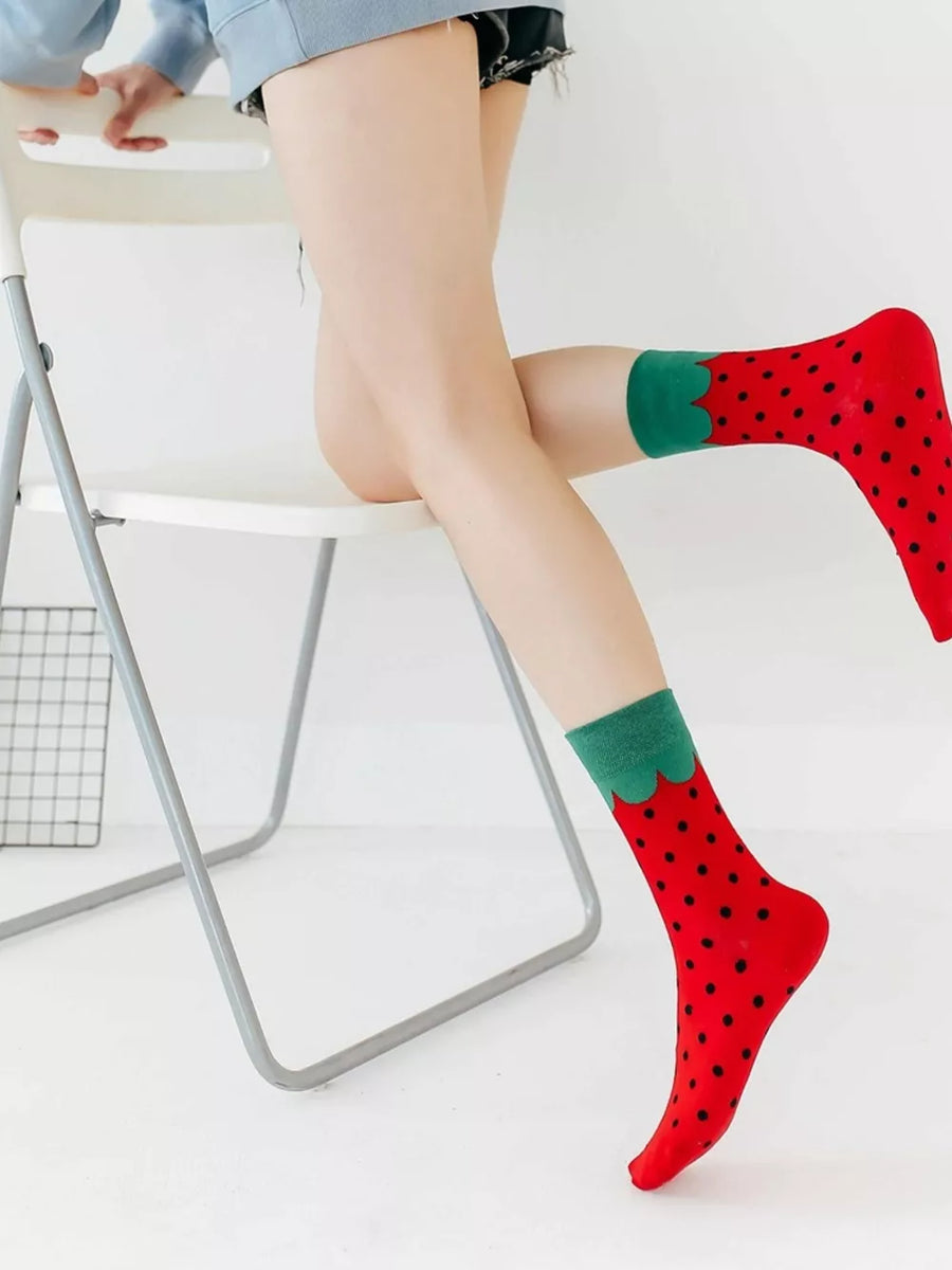 Contrast Cuffs Socks in orange with contrast cuff