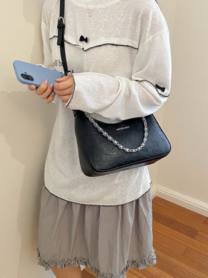 Chain Detail Shoulder Bag in Off-white with chain detail