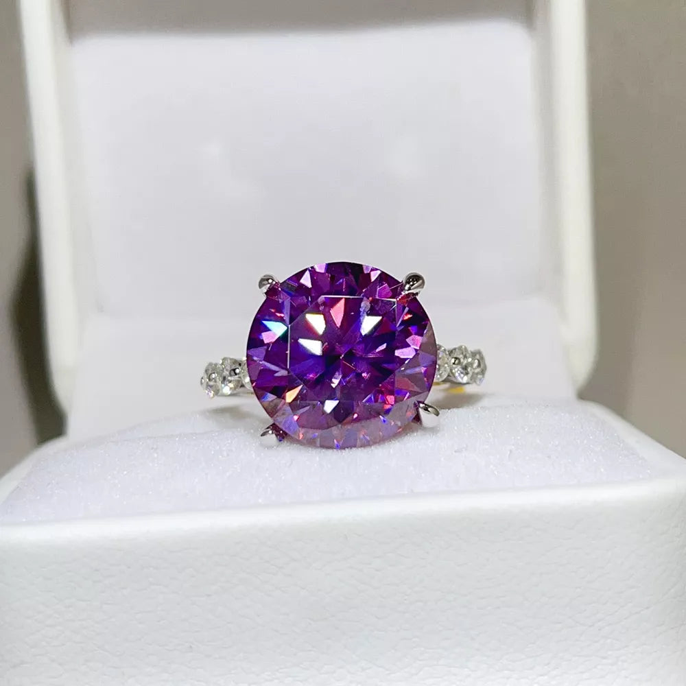 ring in purple featuring faceted stone and jewelry fit