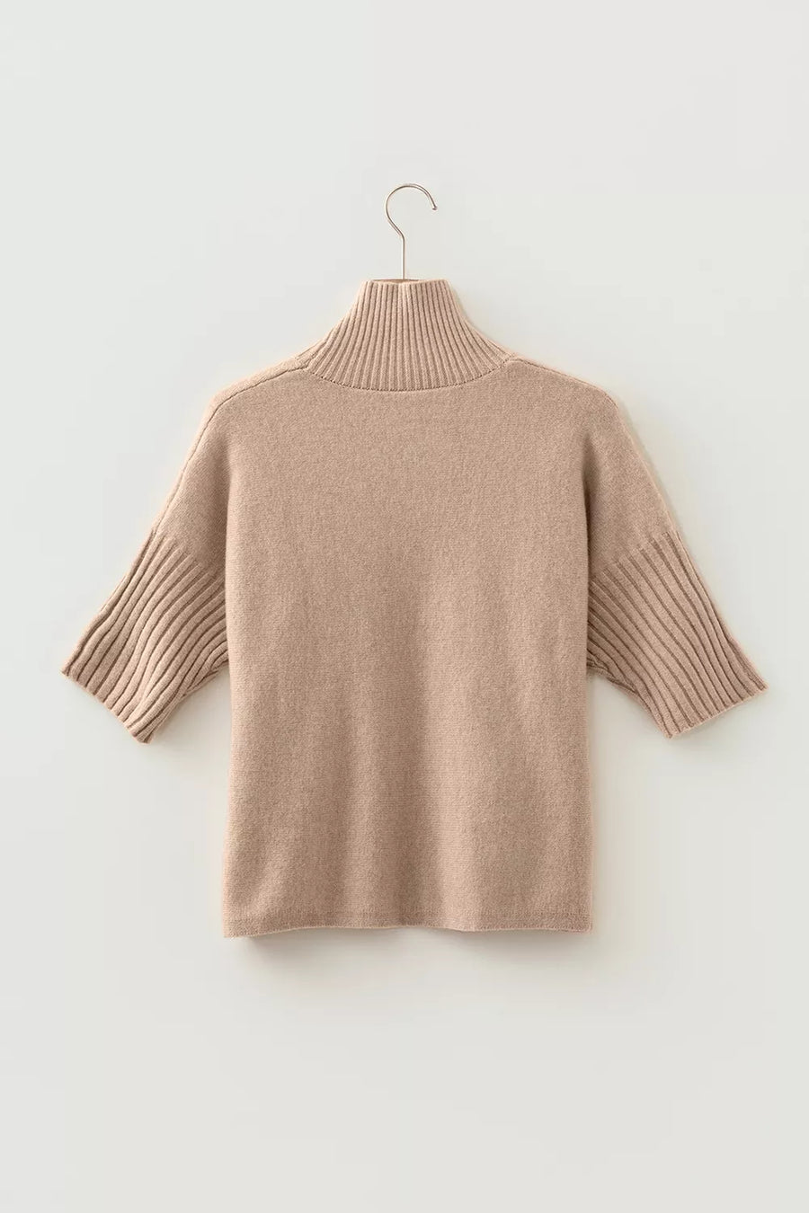Ribbed Trim Mock Neck Short Sleeve Sweater option 4
