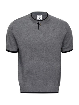 Grey Men's Short Sleeve Collar Knit Top