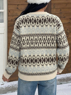 Apricot Color pullover sweater with hip-length and pullover