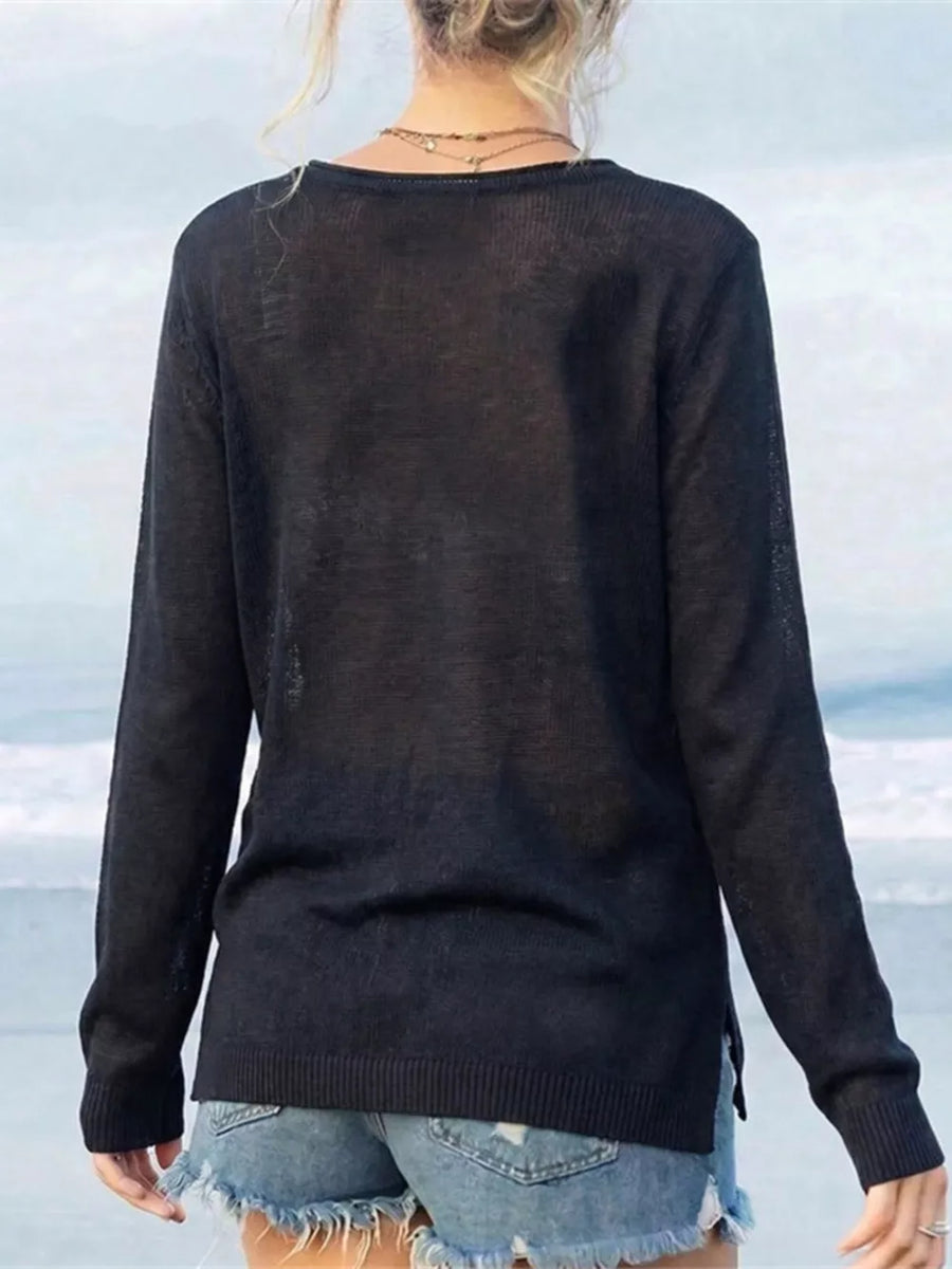 White with American Flag Long Sleeve Sweater in White