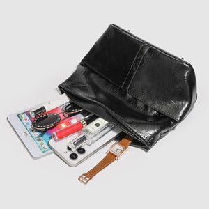 Glossy Patent Leather Minimalist Tote Handbag in black