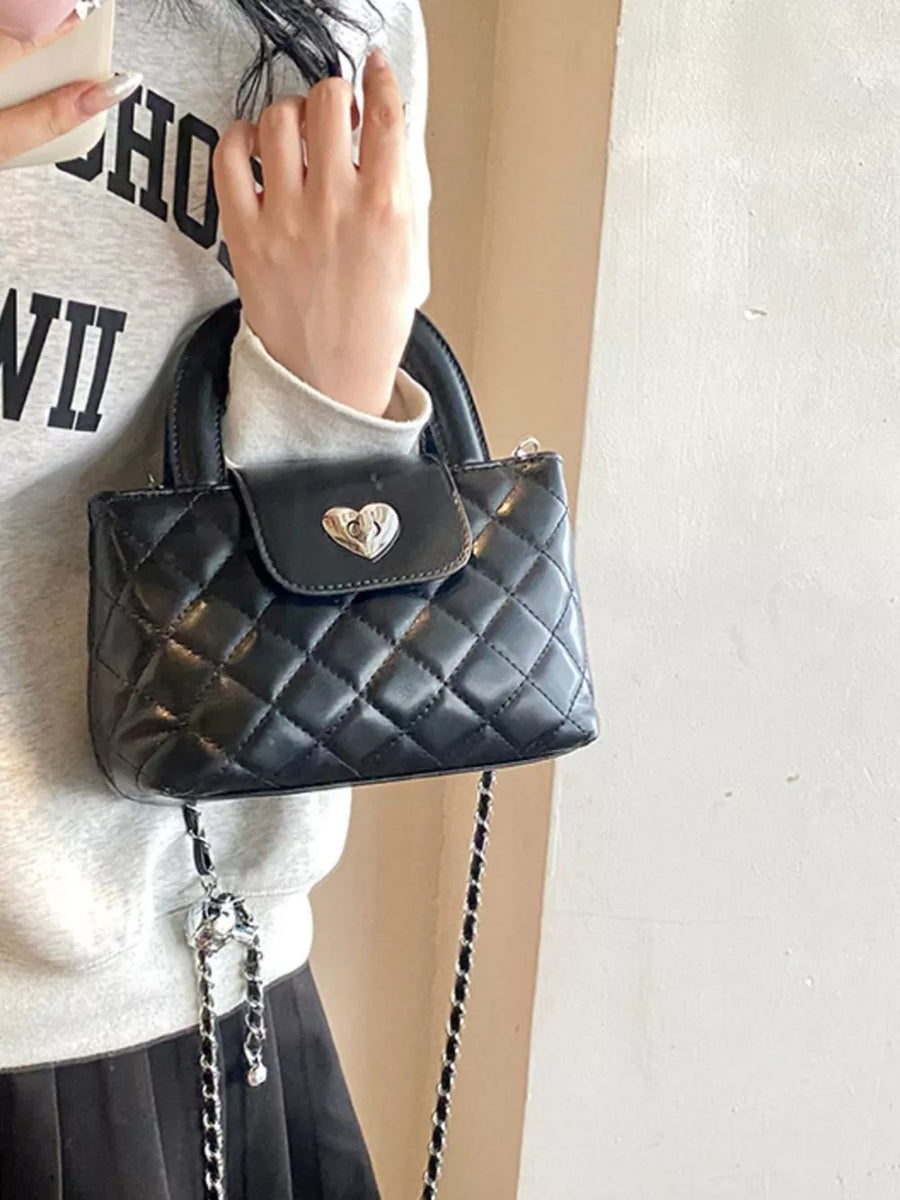 Quilted Heart Lock Crossbody Bag option 5