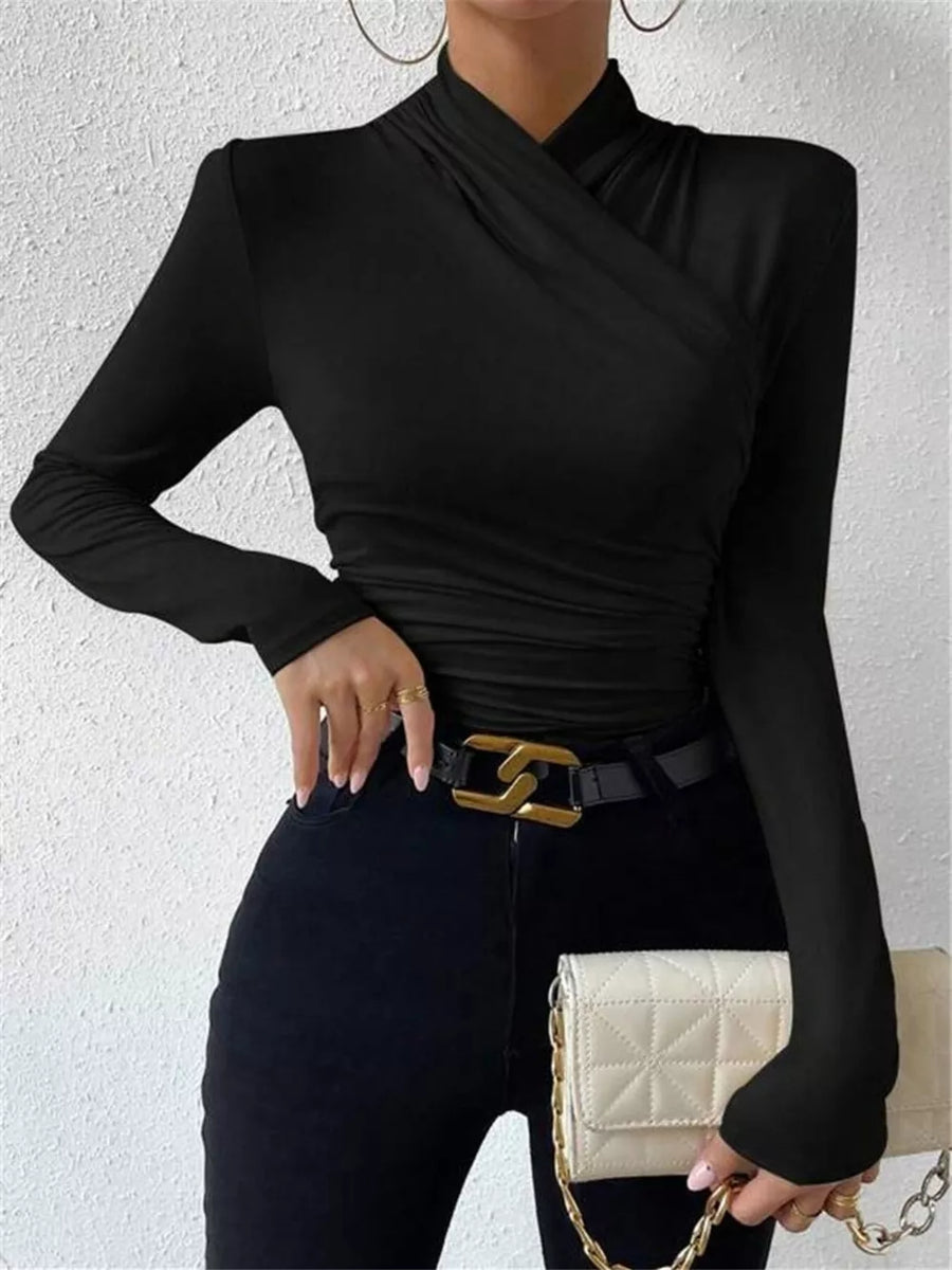 Ruched Long Sleeve Slim Fit Top option 10