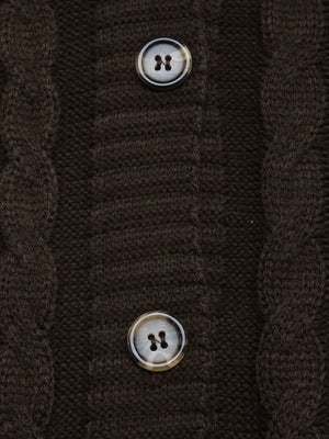 cardigan featuring cable knit in Coffee Brown with 100% acrylic Care instructions: Machine wash cold texture