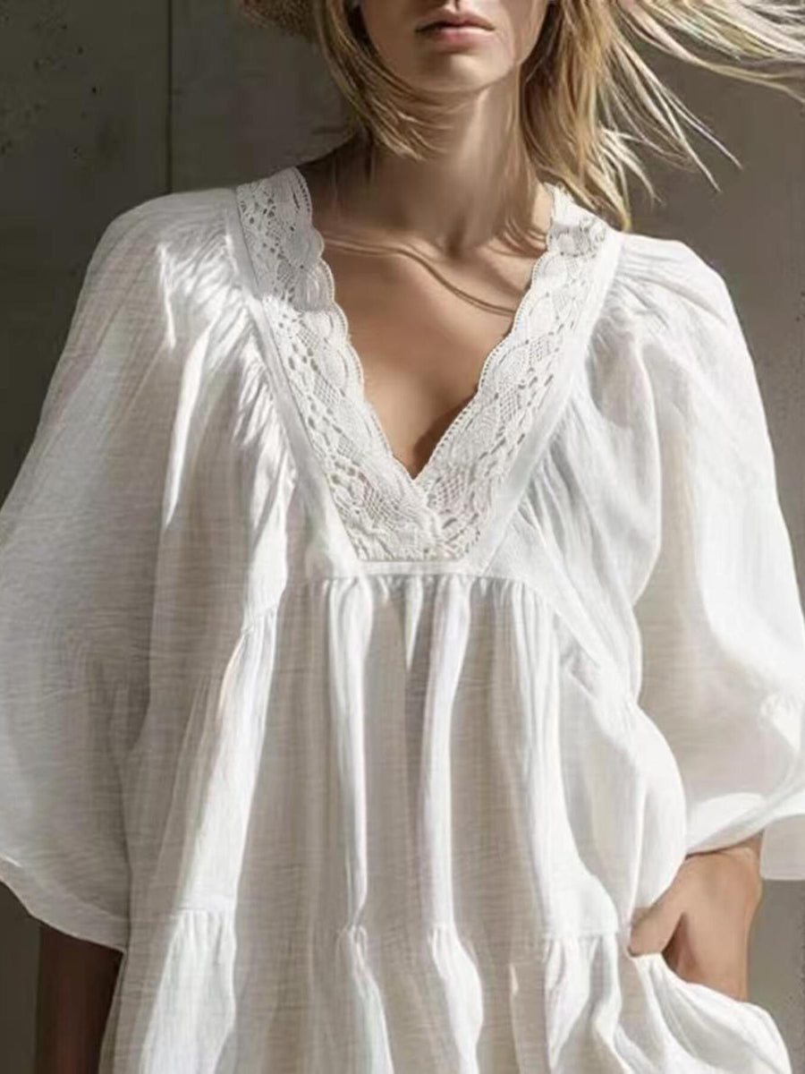 100% polyester Care instructions: Machine wash cold mini dress in White with A-line silhouette