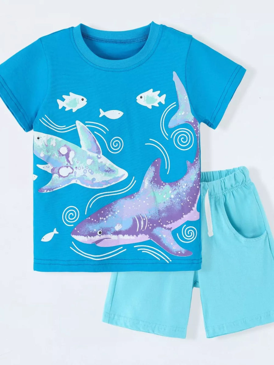 Children's Shark Print Cotton T-shirt in this colorway