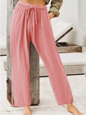 Full Size Casual Drawstring Wide-leg Pants in Dark Gray, view 15