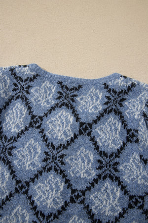 boho cardigan in Dusty Blue with round neck