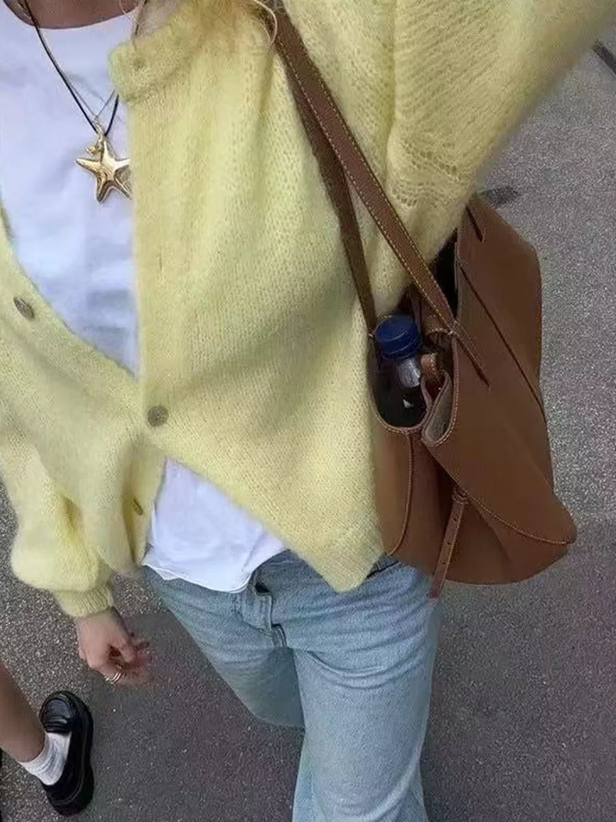 Ribbed Long-sleeve Top in Yellow