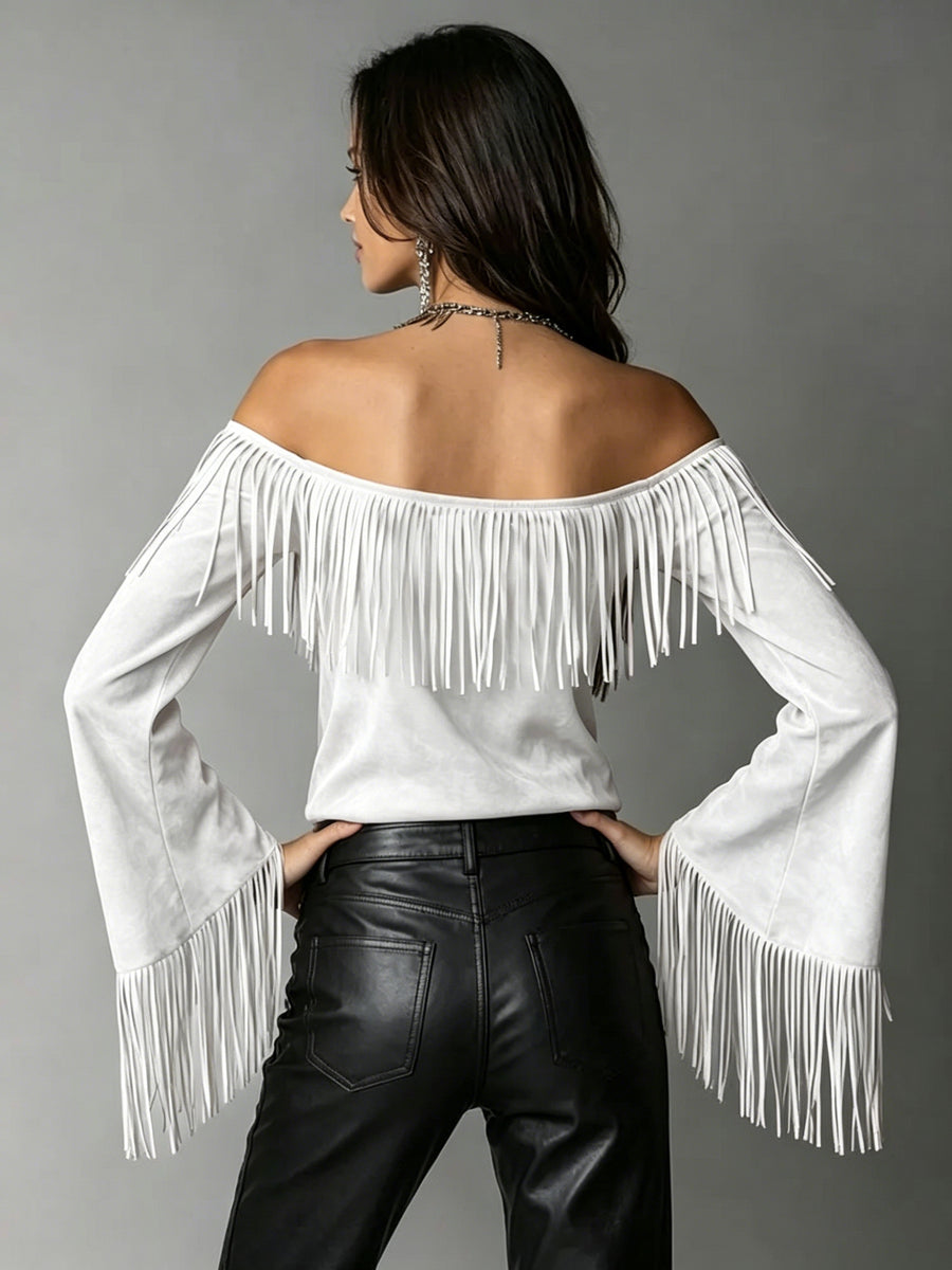 Black off-shoulder top with waist-length and pullover