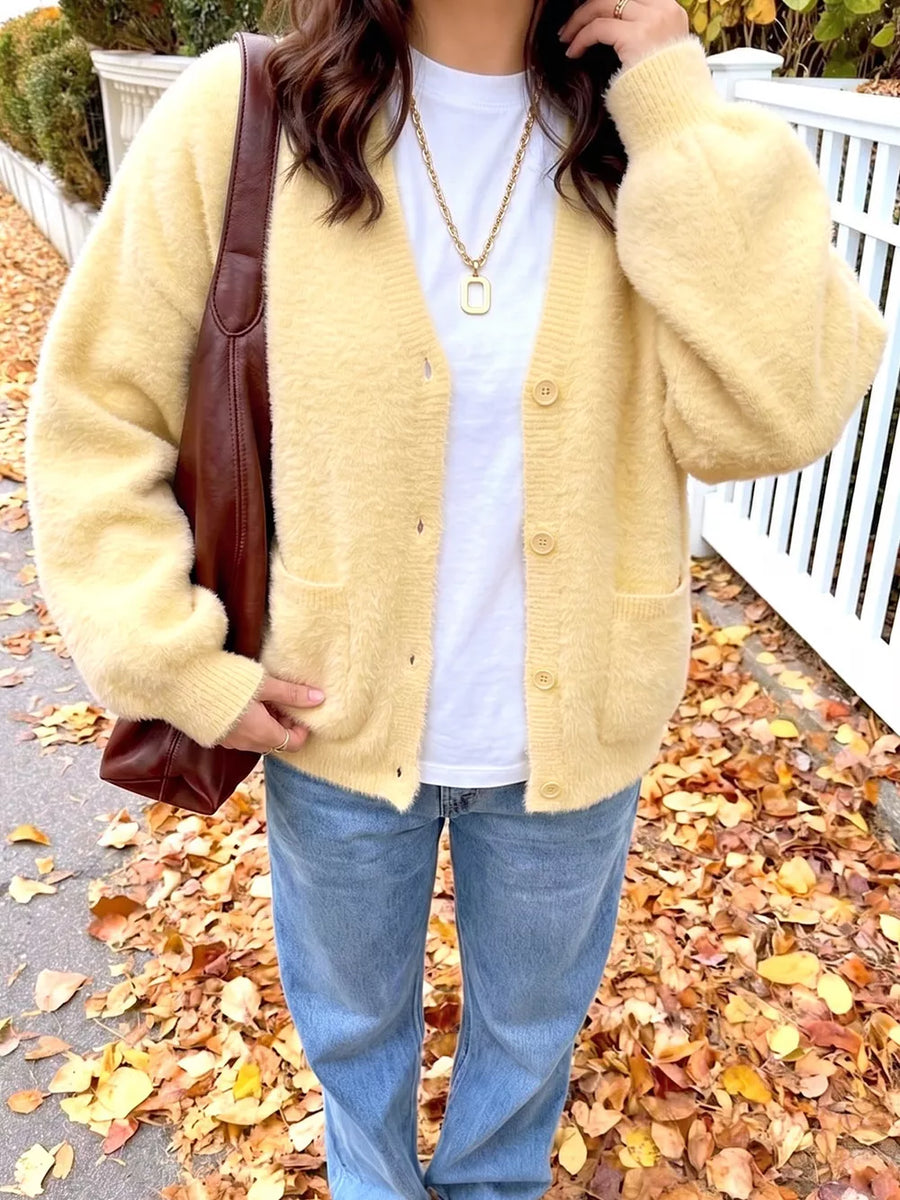 100% polyamide Care instructions: Machine wash cold cardigan in Yellow with relaxed silhouette