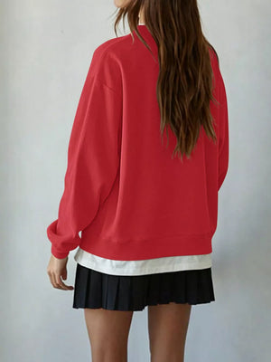 Navy Blue-spot sweatshirt with ribbed hem and long sleeve