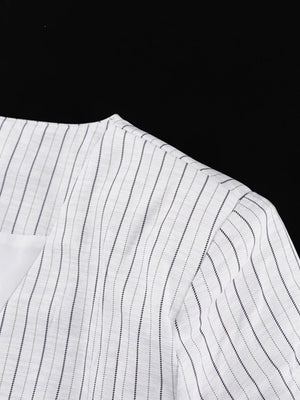 Pinstripe Cropped Blazer And Pleated Shorts Set option 10