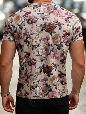 burgundy t-shirt featuring plus-size and floral