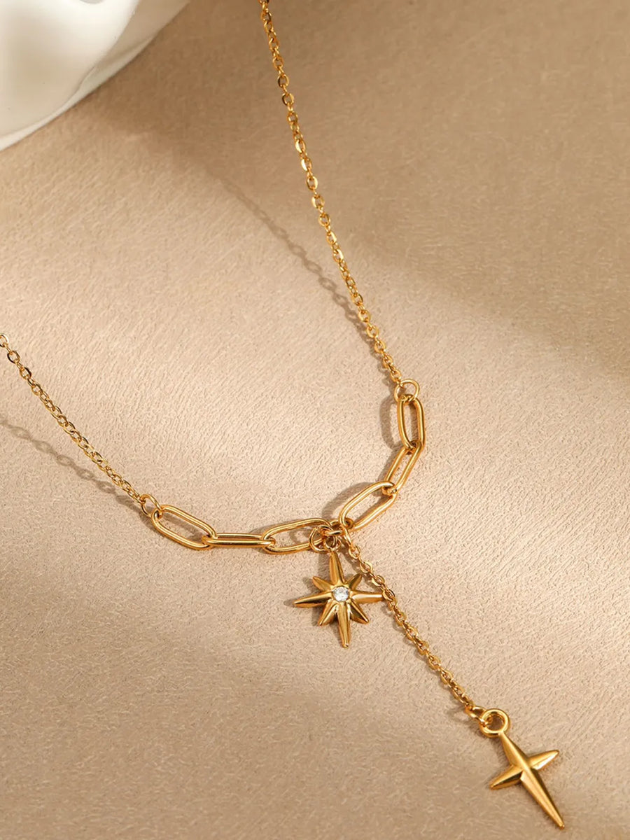 18K Gold-Plated,Stainless Steel,Zircon Care instructions: Avoid wearing during e necklace in Gold with delicate silhouette