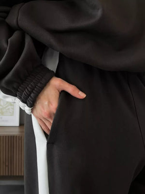 Zip Up Long Sleeve Outerwear And Pants Set in Brown, view 14