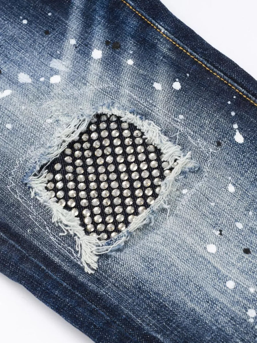 Men's Distressed Slim Fit Jeans option 4