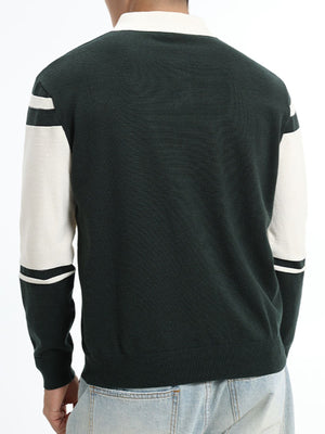 rust pullover sweater with stretch and long sleeve