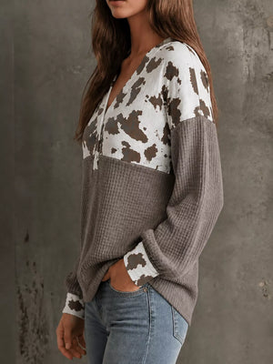 brown relaxed blouse with v-neck