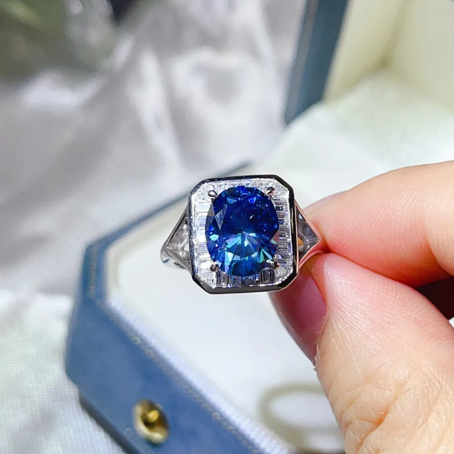 3 Carat Moissanite Square Ring Platinum-plated 925 Silver in Pink Purple with 3 carat moissanite