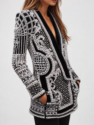 glam blazer in ivory with notch lapel