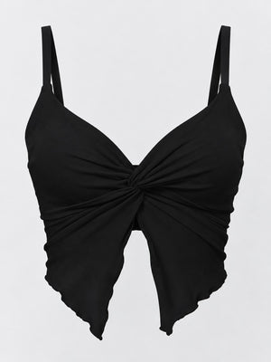 Polyester (90% to less than 95%) blended with spandex crop top in White with fitted silhouette