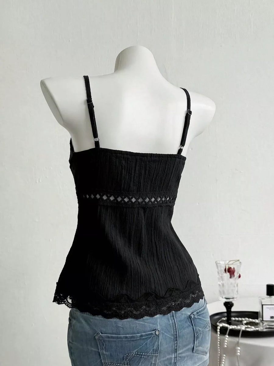 Lace Trim Cami in Black