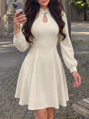 Apricot mini dress with mini and back-zip