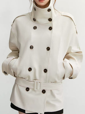 Acrylic Care instructions: Hand wash or professionally dry clean trench coat in Coffee with regular silhouette