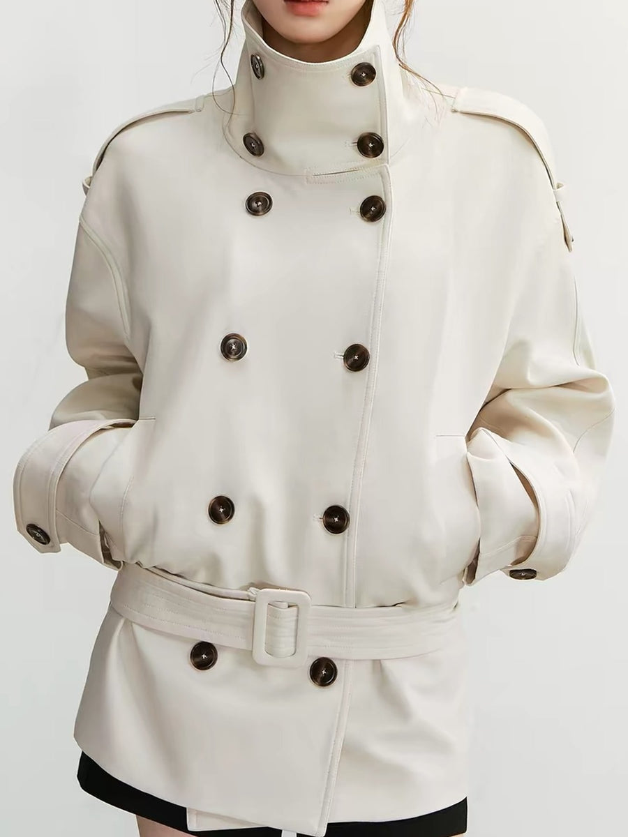 Acrylic Care instructions: Hand wash or professionally dry clean trench coat in Coffee with regular silhouette
