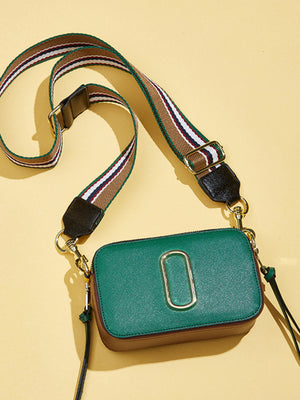 crossbody bag in Dark Green with color-block and adjustable strap