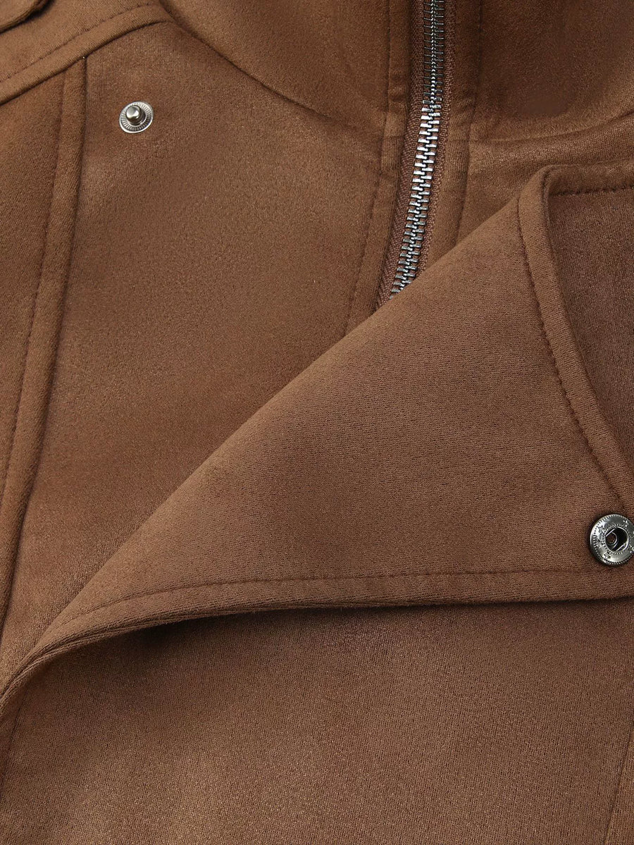 Asymmetrical Zipper Moto Jacket With Belt option 6