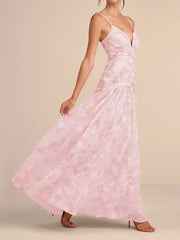 sky blue maxi dress with ruched and spaghetti strap