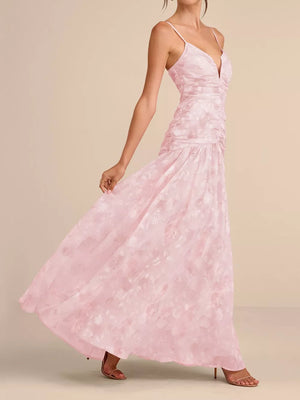 sky blue maxi dress with ruched and spaghetti strap