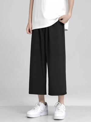 Dark Gray Men's Full Size Loose Fit Cropped Pants