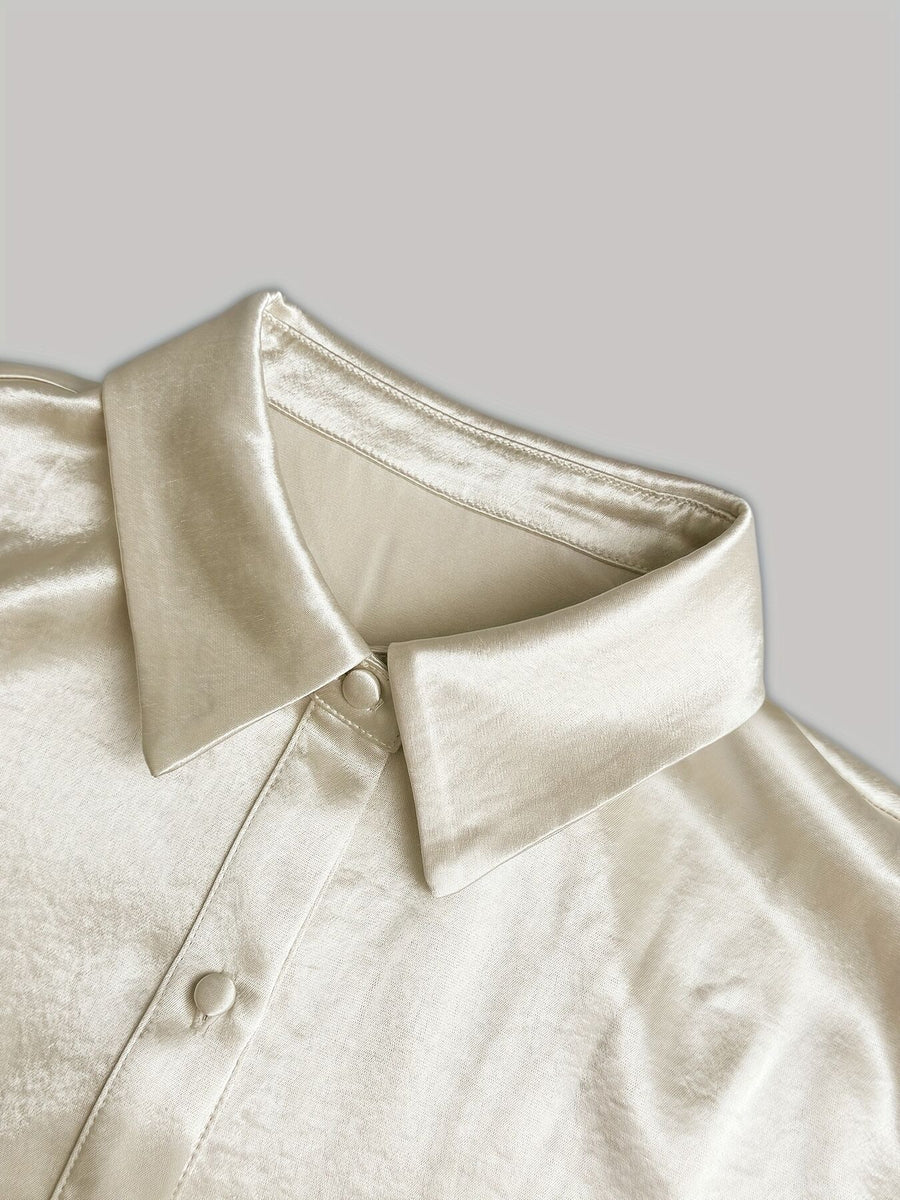 classic shirt dress in ivory with collared