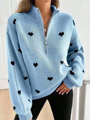 Dusty Pink relaxed pullover sweater with mock neck