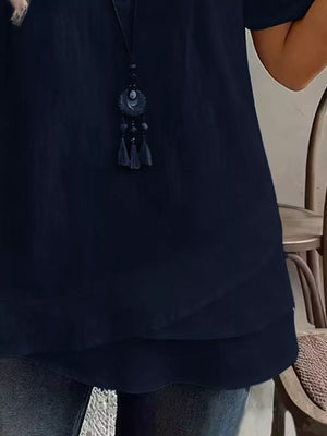 Brown relaxed blouse with v-neck